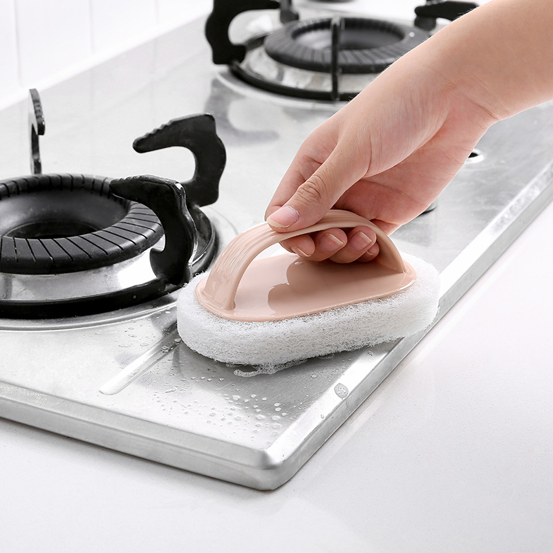 T Original Plain Stripe Handle Cleaning Brush Sponge Cleaning Tile Kitchen Cleaning Sponge Cleaning Cleaning Brush
