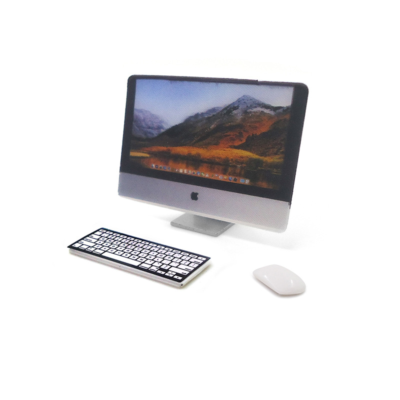 1:12 doll house accessories dollhouse mini desktop LCD computer mouse keyboard model all-in-one machine