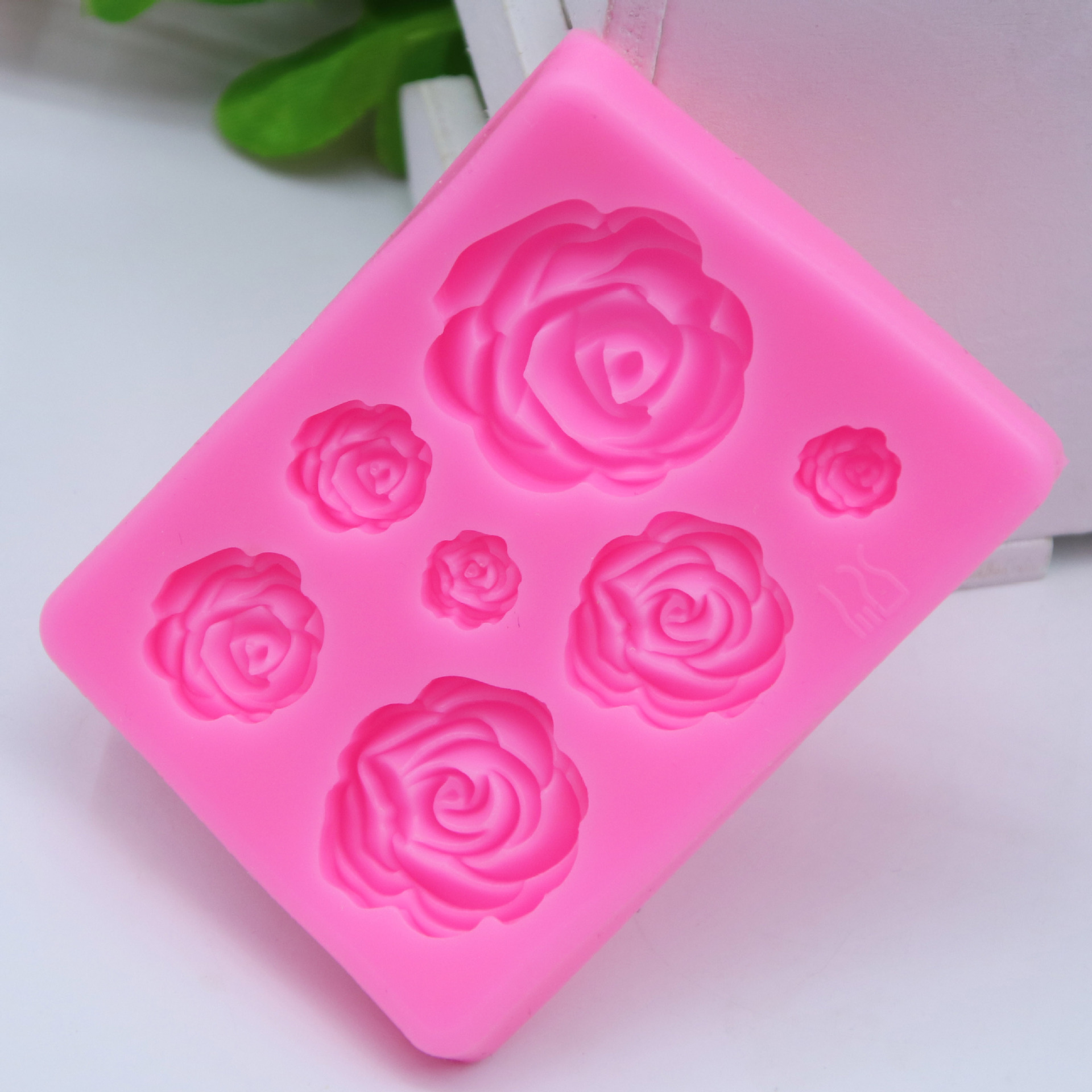 Large, medium and small 7 even 3D rose flower silicone mold sugar chocolate cake mold