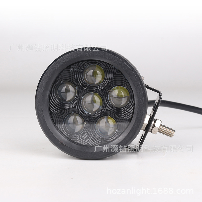 Car LED work light 18W round lens off-road vehicle top front bumper spotlight engineering probe work light