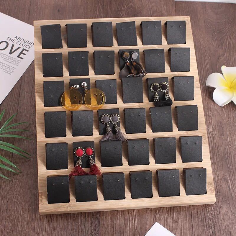 Bamboo and wood earrings earrings display rack earrings plate Jewelry earrings storage display props wholesale