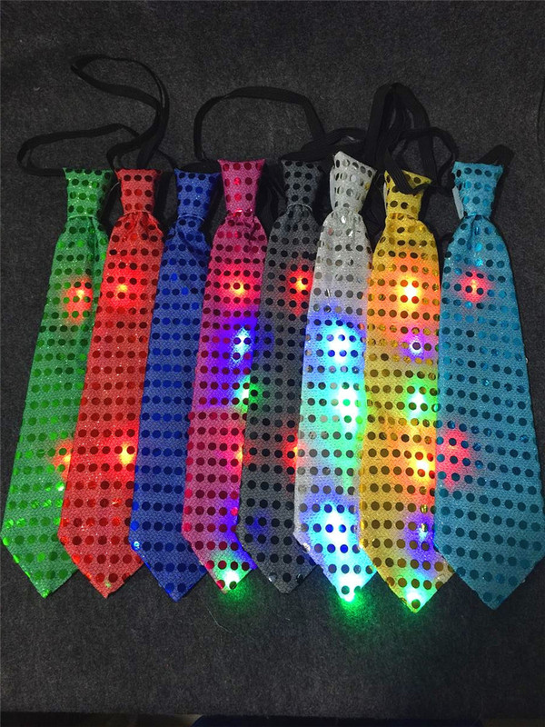 新品ledカラフルキラキラスパンコールネクタイ男女通用発光蝶ネクタイバーナイトパーティー道具ファッション|undefined