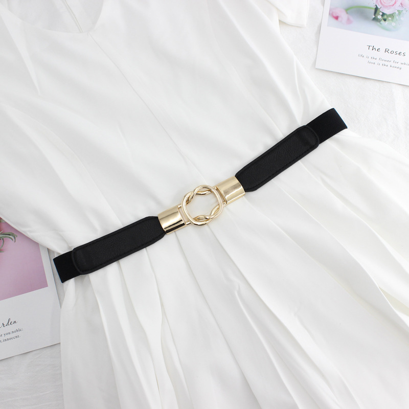 Women's Korean-style elastic thin waist seal with dress decorative belt red black and white small belt tide four sizes