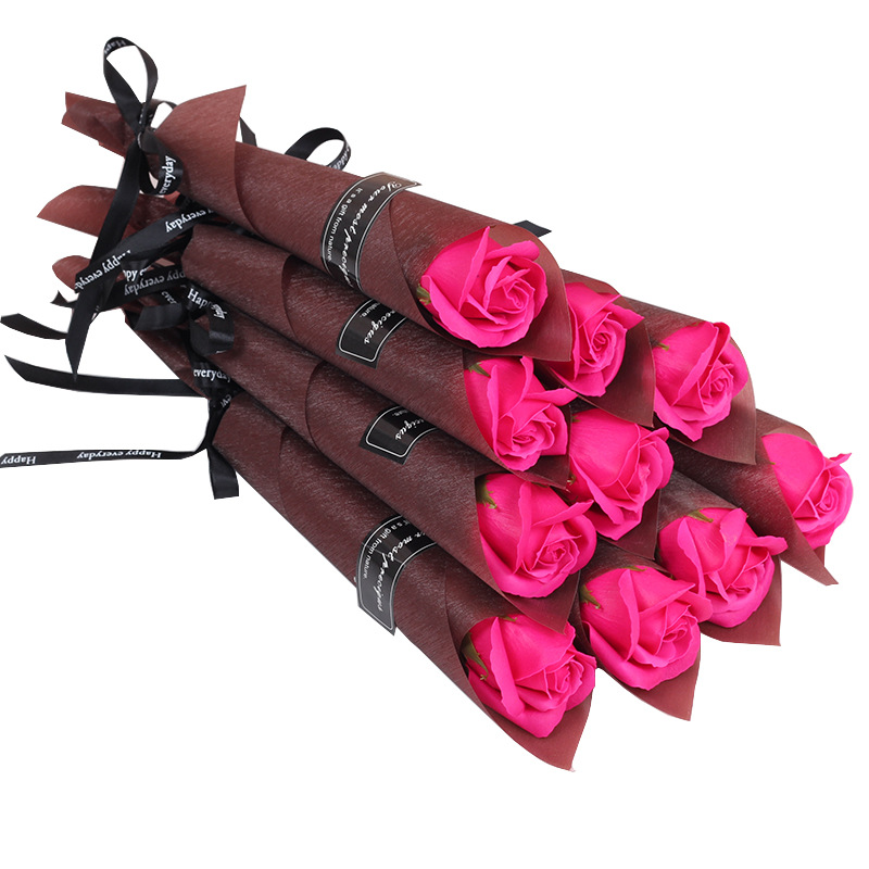 Christmas gift wholesale rose carnation single bright soap flower festival opening activities street sweeping promotion