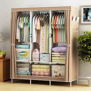 Simple Wardrobe Home Rental Bedroom Fabric Cloth Wardrobe Simple Modern Economical Space-saving Assembled Small Wardrobe