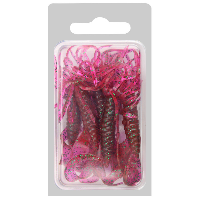 Wei and umbrella bionic soft maggot 7cm1.8g double tail flower head with lead head hook set boxed Luya soft bait wholesale
