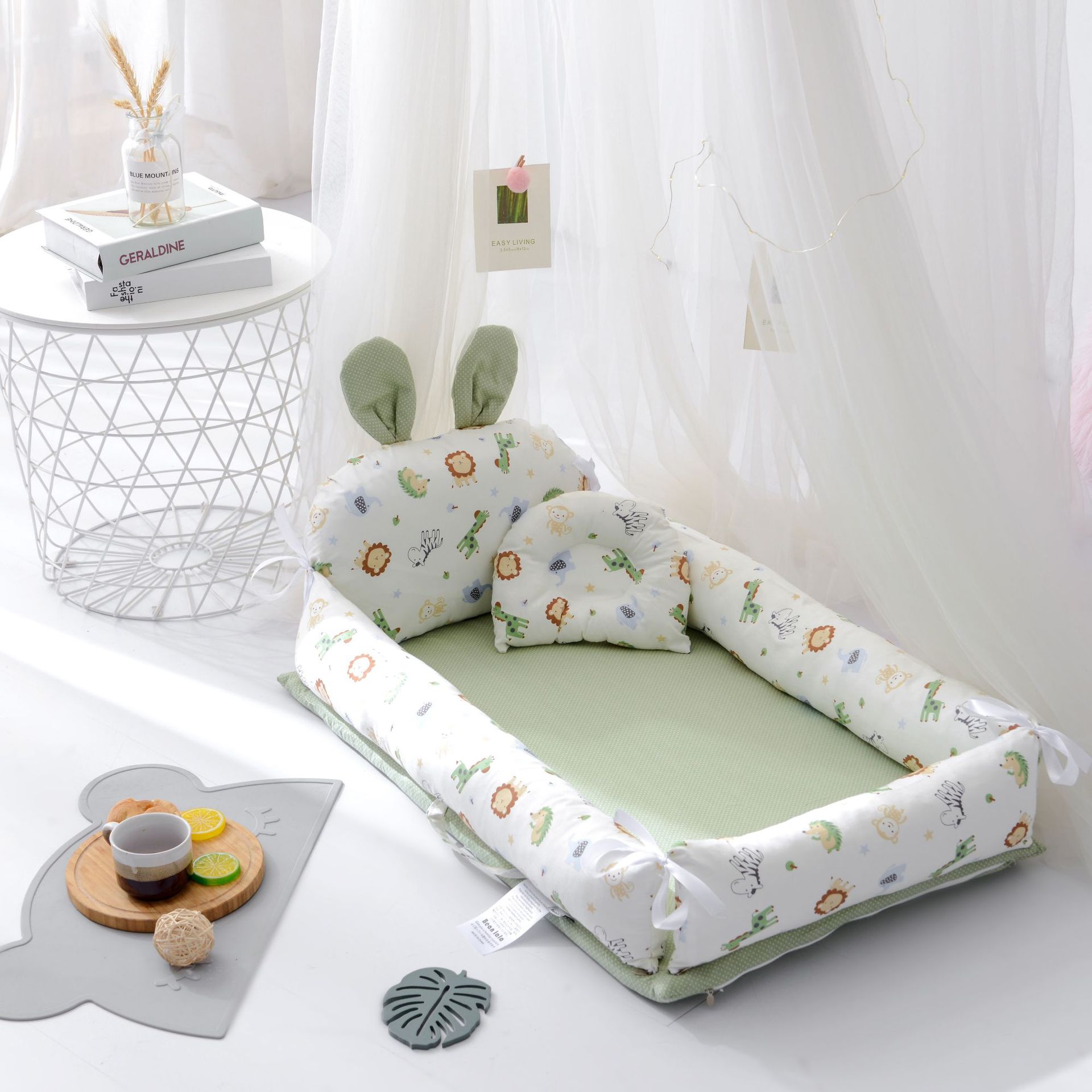 Cross-border vacuum packaging crib bed portable travel bed pressure-resistant removable and washable cartoon-shaped bed