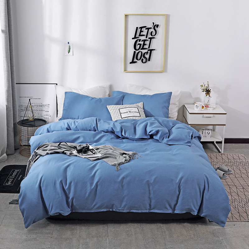 Cross-border e-commerce popular bedding solid color brushed three-piece plain color can be equipped with multi-piece bed sheet fitted sheet pillowcase