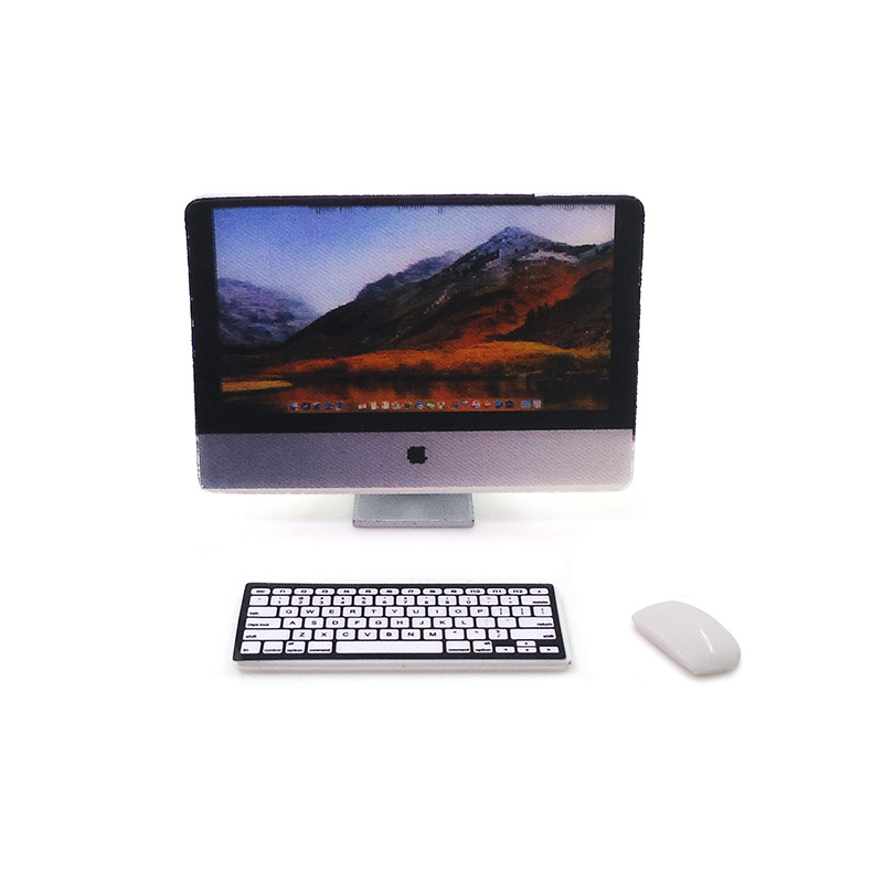 1:12 doll house accessories dollhouse mini desktop LCD computer mouse keyboard model all-in-one machine