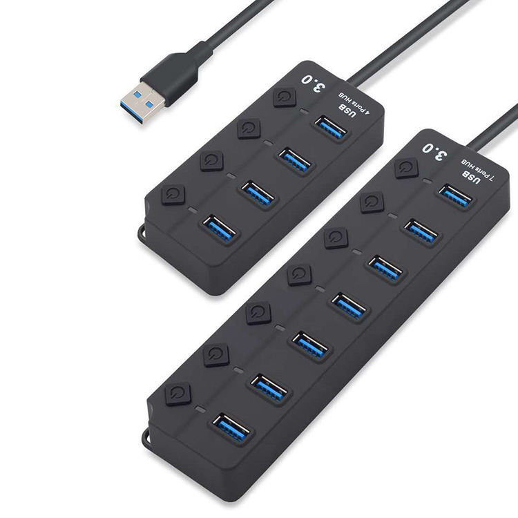 コンピュータ USB 3.0 マルチインターフェイスハブスプリッタ高速ハブ 7 ポート独立ボタンデジタルコンピュータ/USB ハブ/USB|undefined