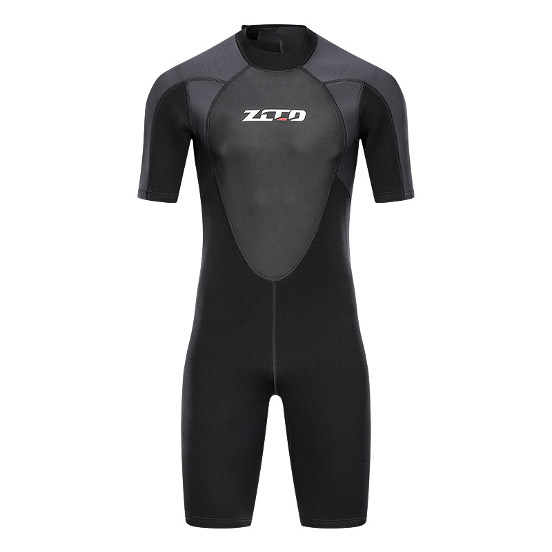 3mm Men's One-piece Short-sleeved Diving Suit Sunscreen Warm Surfing Suit Deep Diving Thickened Scuba Suit Medium and Large Size Swimsuit