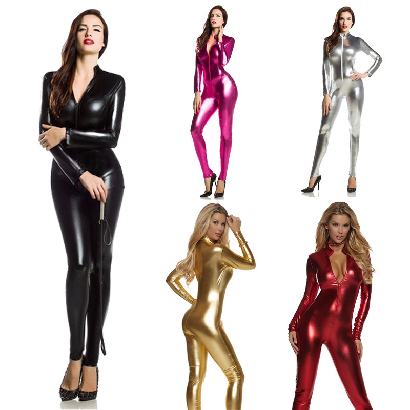 Black Widow Super Zentai Latex Bodysuit Sexy Front Opening Latex Costume for Halloween