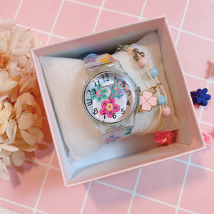 Hyun Ya Feng Color Flower Watch Female Middle School Student Korean Fashion Cute Girl Heart Girl Candy Color Jelly Watch