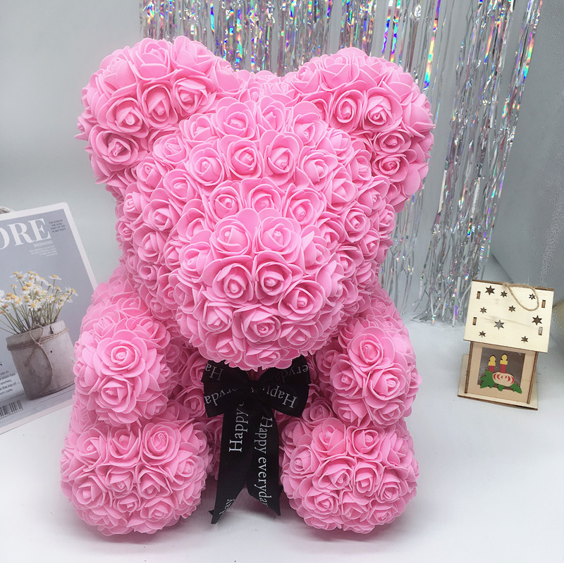 Christmas Birthday Gift Rose Bear Valentine's Day Gift for Girlfriend Mother's Day Foam Flower Rose Bear
