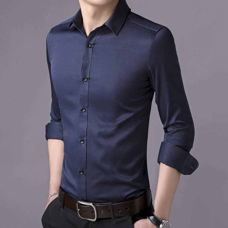 Spring and Autumn men's long-sleeved shirt men's long-sleeved slim men's shirt Korean youth solid color shirt men's wholesale cardigan