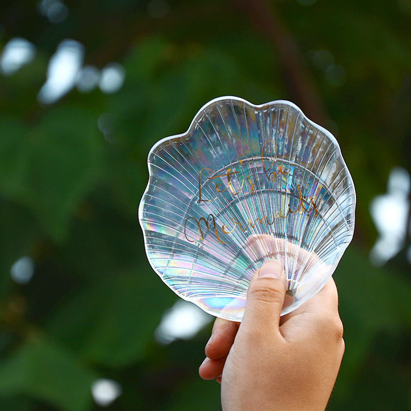 Internet Celebrity Shell Plate Glass Ins Magic Small Plate Mermaid Letter Nail Art Shooting Props Color Shell Plate