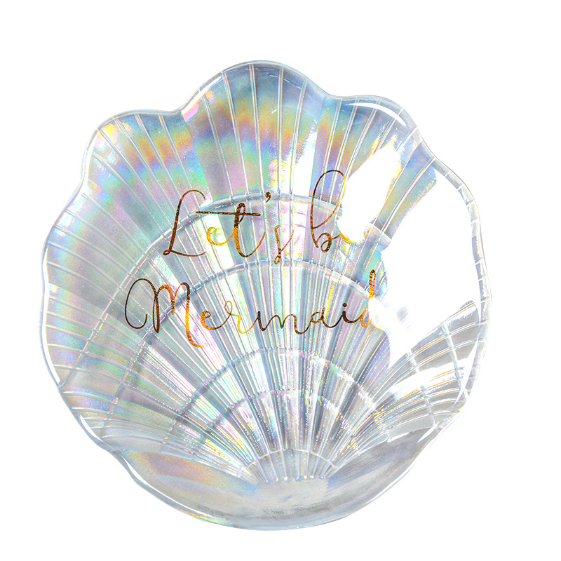Internet Celebrity Shell Plate Glass Ins Magic Small Plate Mermaid Letter Nail Art Shooting Props Color Shell Plate