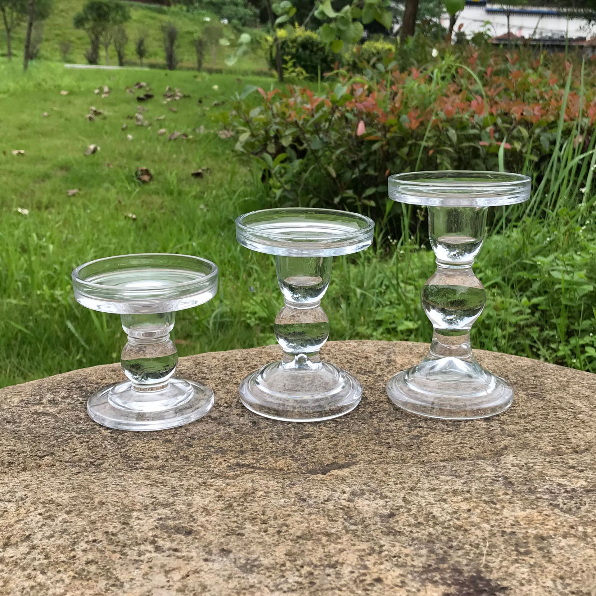 Transparent crystal glass Roman column glass wax table gourd glass candle holder home decoration ornaments wholesale