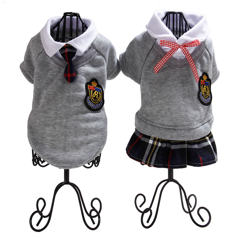 Dog dress uniform couple clothes pet accessories clothing bow tie wholesale dropshipping one piece