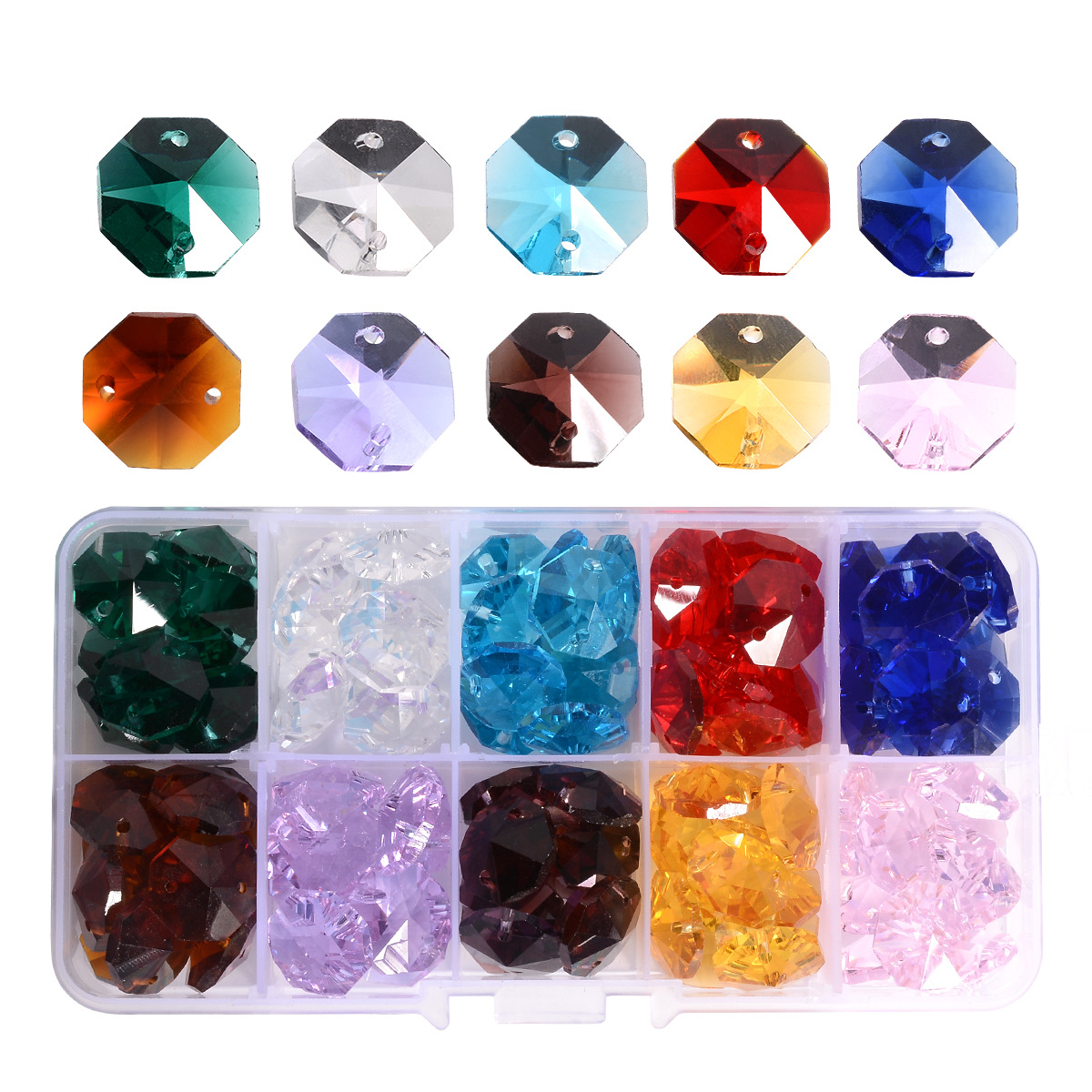 Double hole color octagonal beads bead curtain loose beads pendant 10.12.14.16.18.20.22mmDIY accessories supply