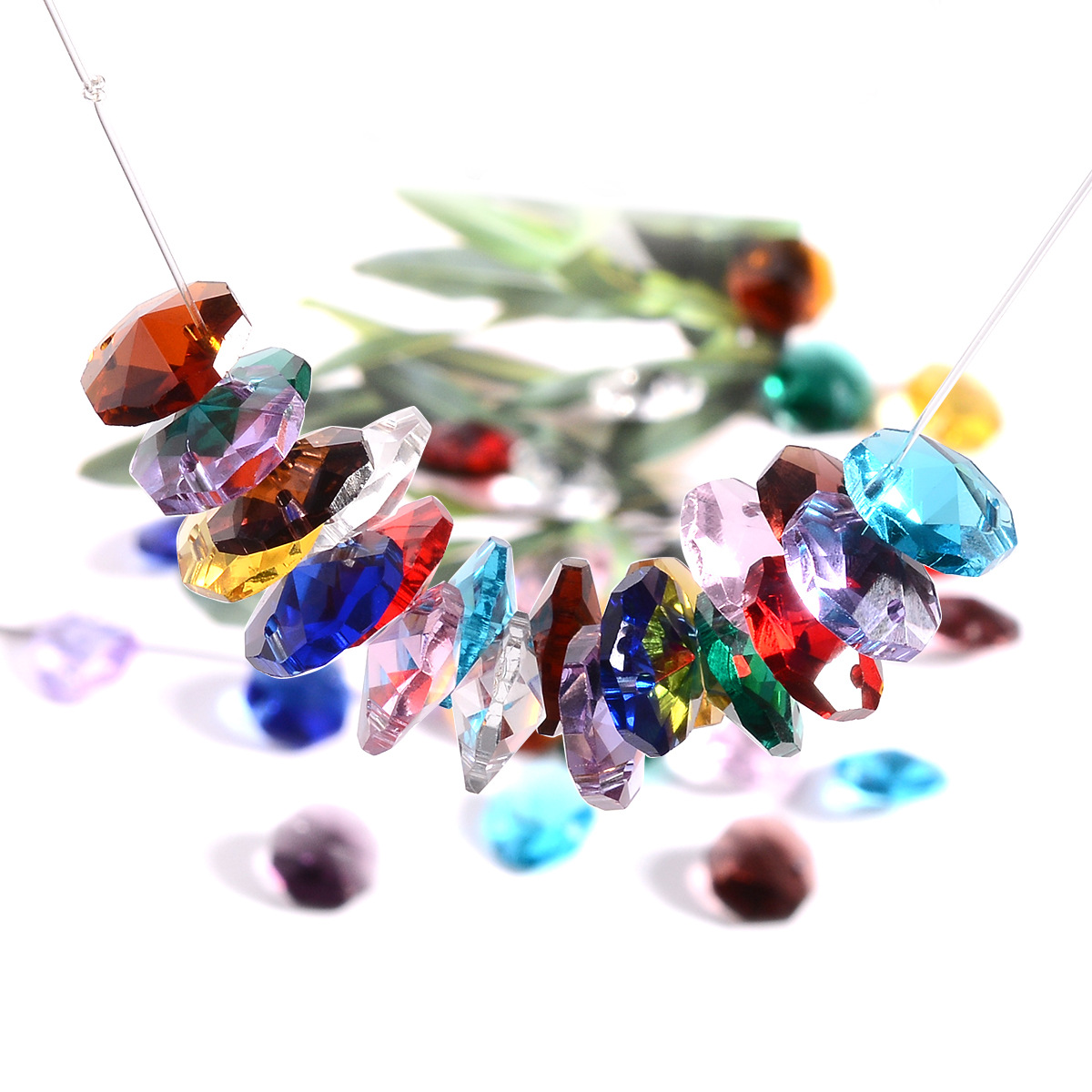 Double hole color octagonal beads bead curtain loose beads pendant 10.12.14.16.18.20.22mmDIY accessories supply