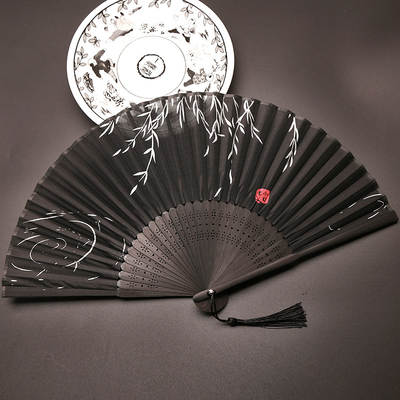 Fan Folding Fan Chinese Style Dance Fan Women's Summer Folding Fan Ancient Costume Japanese Style Small Retro Cloth Classical Antique Folding Fan