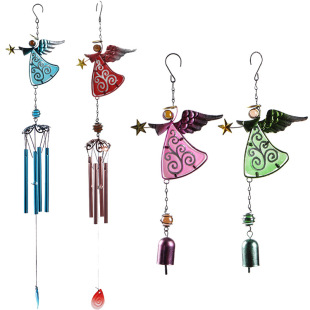 Angel Metal Crafts Wind Bell Glass Painted Hanging Ornaments ZAKKA Creative Home Wind Bell Pipe Bell Pendant
