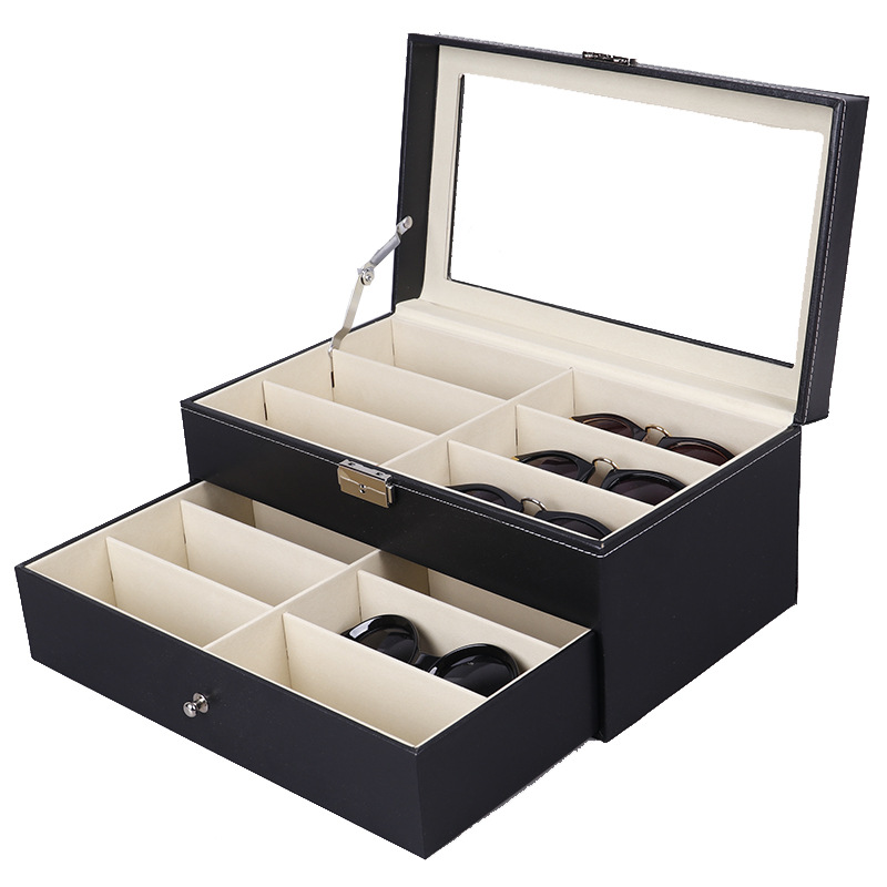 PU leather 12 pairs double layer glasses case sunglasses storage display packaging box