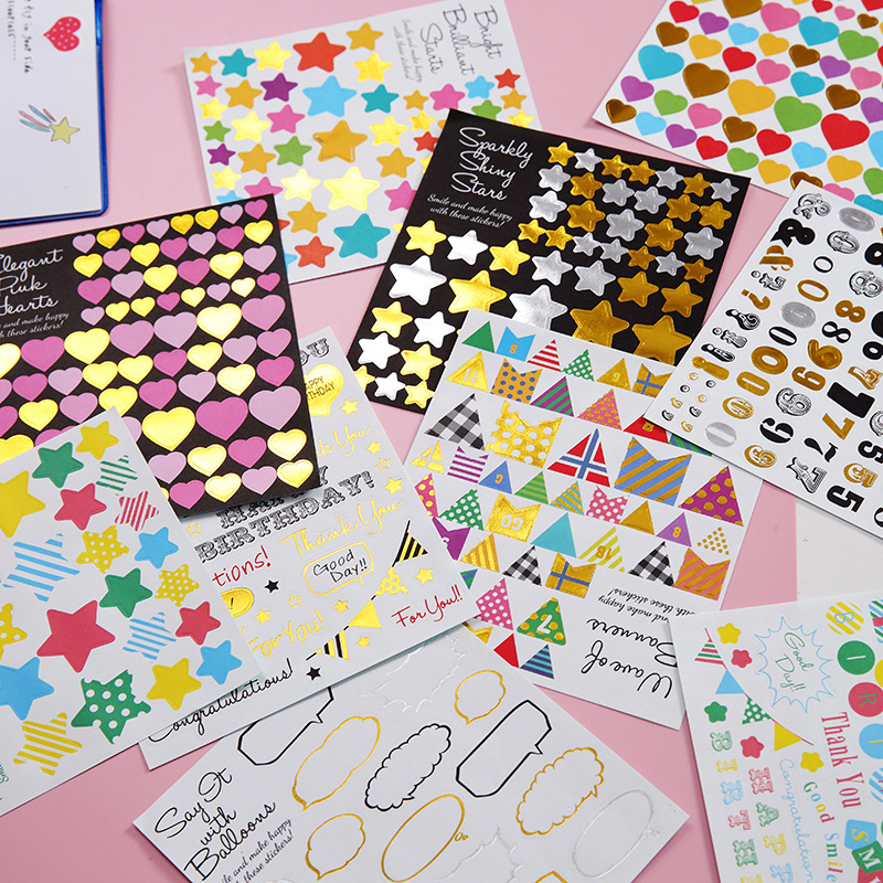 Hot selling stickers number of letters bronzing stickers hand account decoration Japanese stickers diy accessories