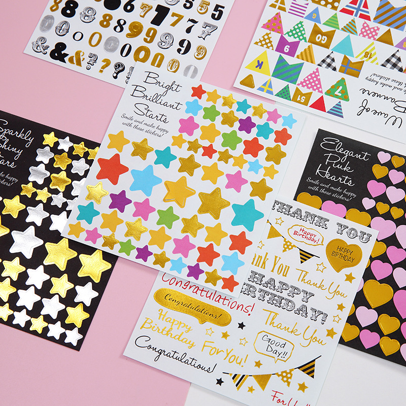 Hot selling stickers number of letters bronzing stickers hand account decoration Japanese stickers diy accessories