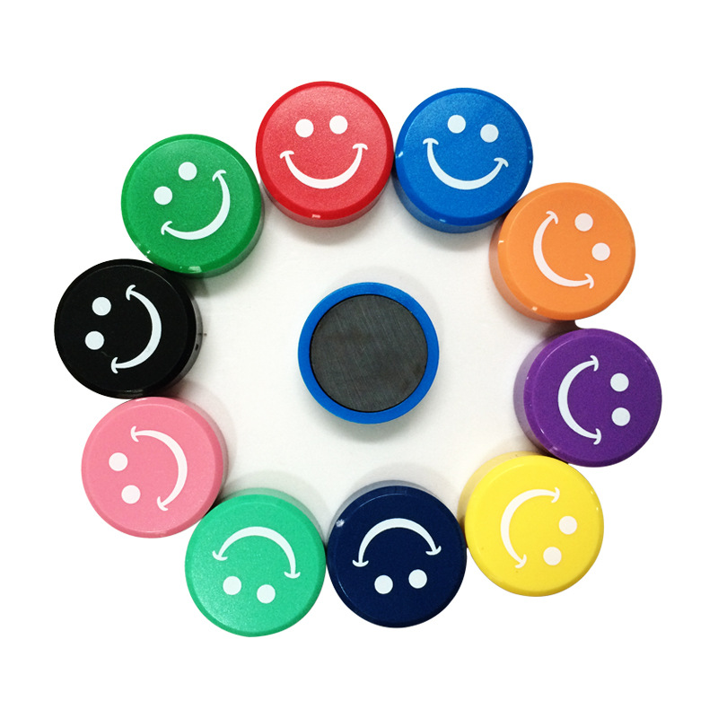 Defu Smiley Magnetic Granules Flat Round School Magnetic Aids Colorful Powerful Home Teaching Plastic 30mm Magnetic Nails