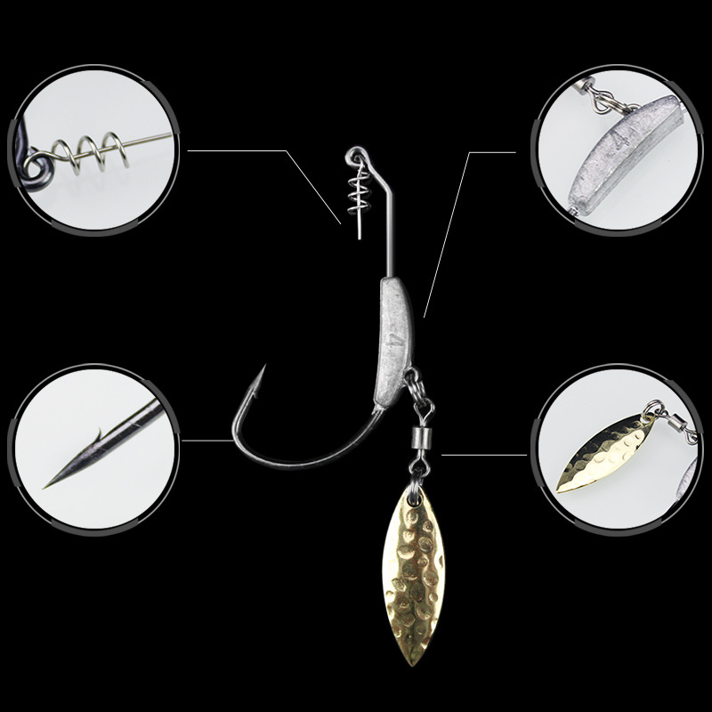 Wei He 4.5G 5.5G 7.2g with lead crank hook plus sequined wide belly single hook 3 Pack Luya lead hook