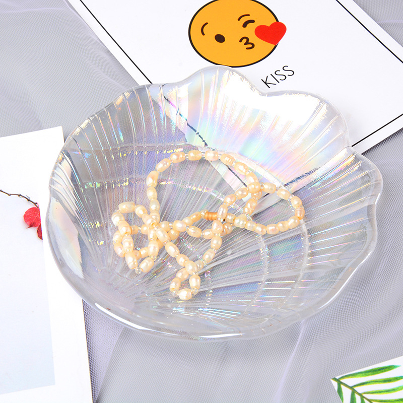 Internet Celebrity Shell Plate Glass Ins Magic Small Plate Mermaid Letter Nail Art Shooting Props Color Shell Plate