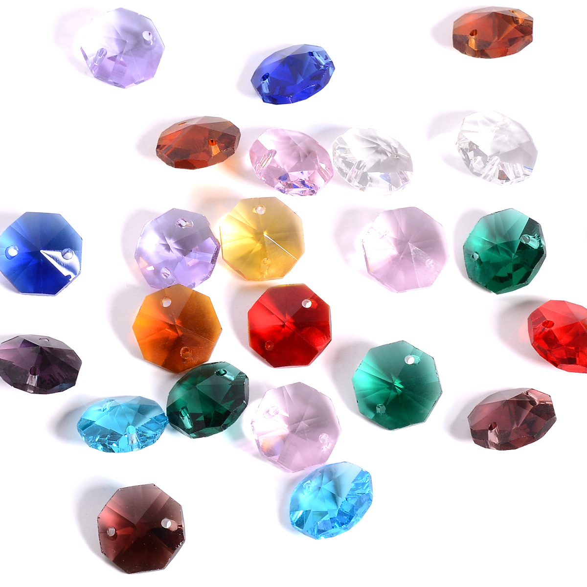 Double hole color octagonal beads bead curtain loose beads pendant 10.12.14.16.18.20.22mmDIY accessories supply