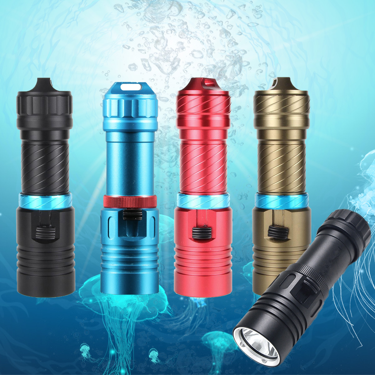 Новый фонарик DX1L2 T6 фонарик для дайвинга из алюминиевого сплава светодиодный зарядка 80 метров подводный фонарик Наружное освещение