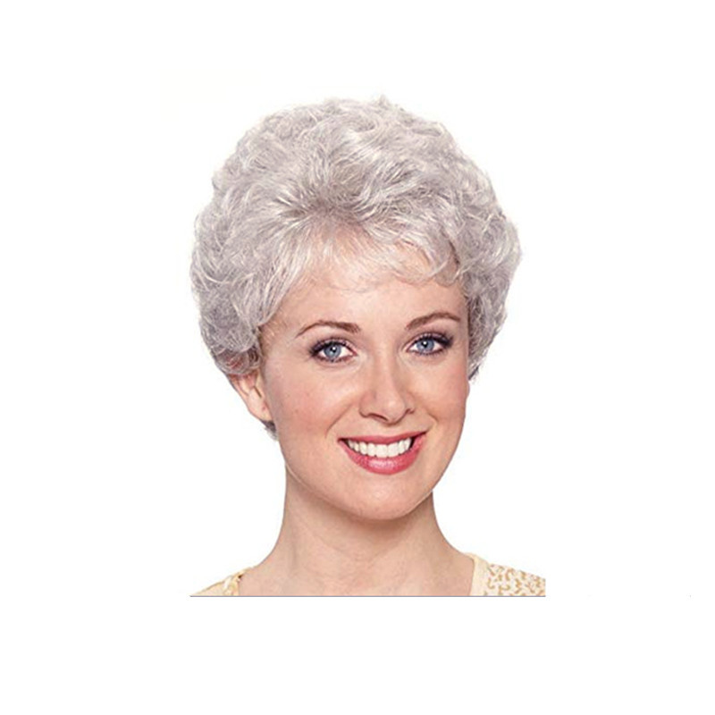 wig European wig silver gray short hair European and American middle-aged and elderly wig grandma wig in stock wholesale TEMU