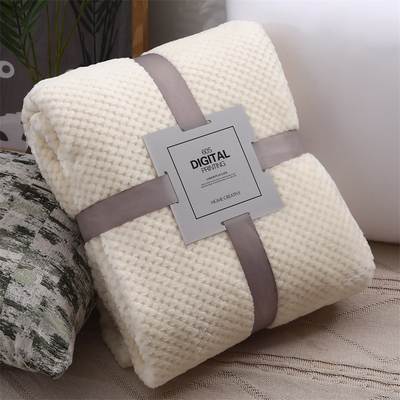 Thick solid color pineapple plaid sofa blanket flannel blanket coral fleece office air conditioning blanket gift blanket