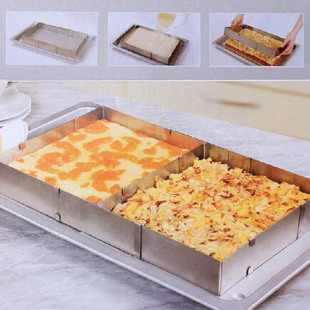 Factory wholesale stainless steel adjustable telescopic rectangular mousse ring cake mold baking tool