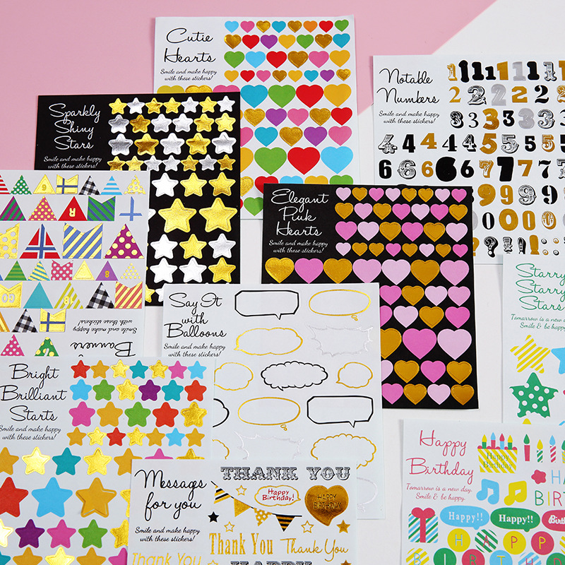 Hot selling stickers number of letters bronzing stickers hand account decoration Japanese stickers diy accessories