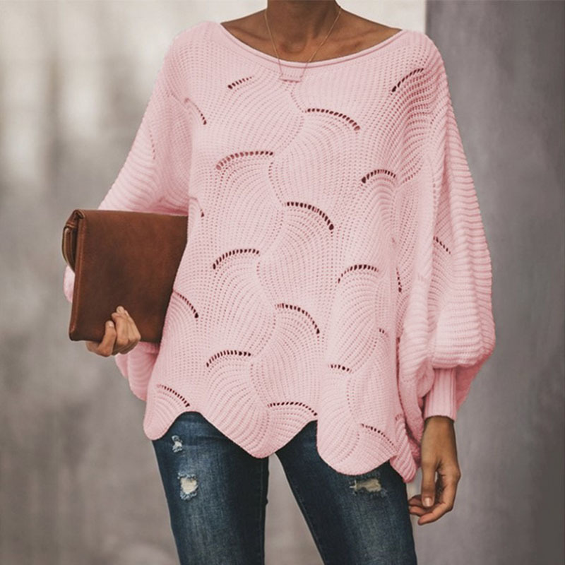 Fall/winter 2024 Europe and the United States plus size foreign trade Amazon explosions sweater women hollow hook flower loose sweater women
