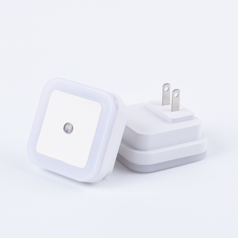 Cross-border square night light intelligent light control induction night light American regulations European regulations bedroom bedside plug-in energy-saving led light