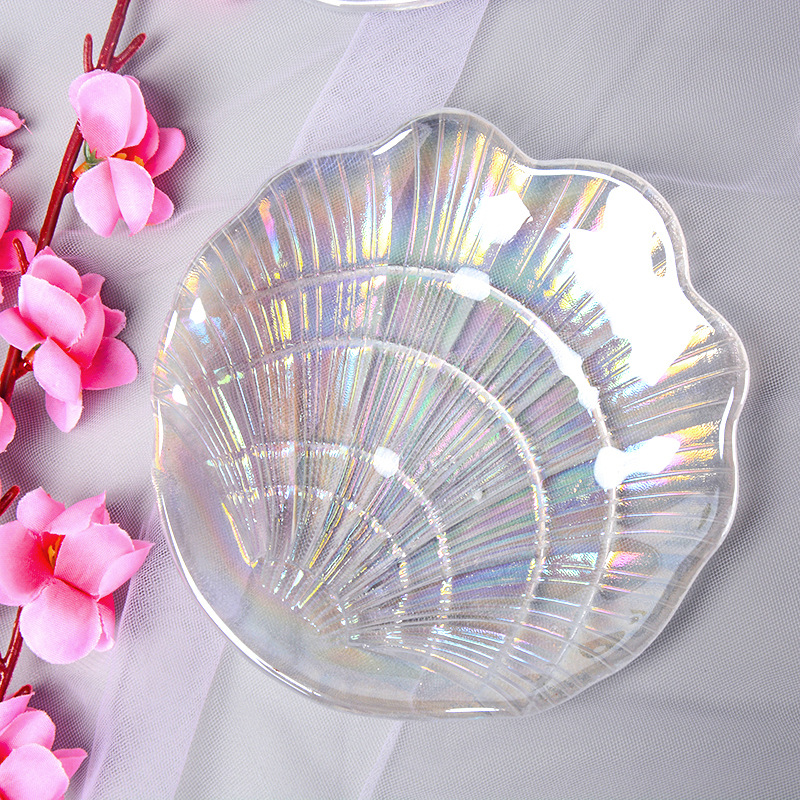 Internet Celebrity Shell Plate Glass Ins Magic Small Plate Mermaid Letter Nail Art Shooting Props Color Shell Plate