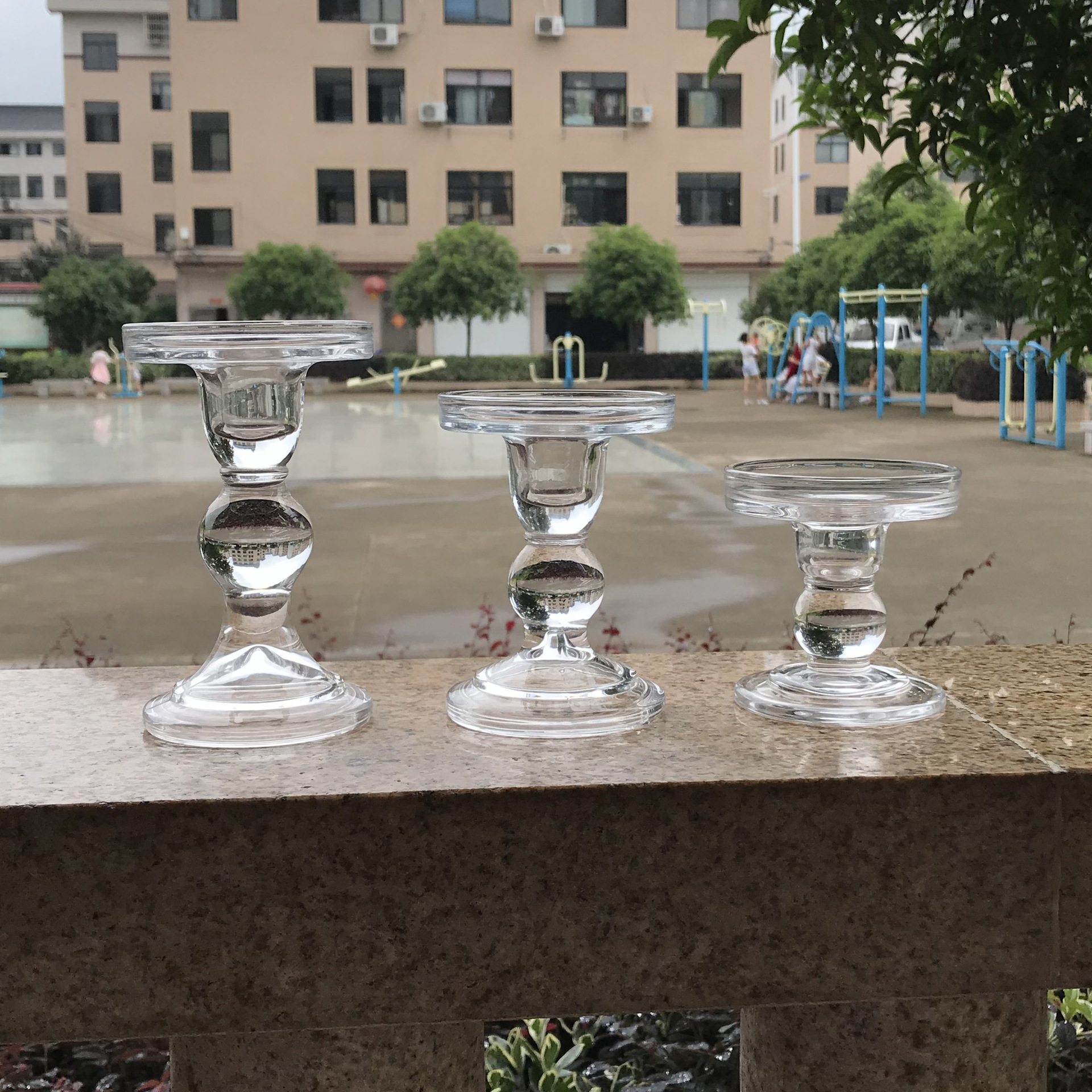 Transparent crystal glass Roman column glass wax table gourd glass candle holder home decoration ornaments wholesale