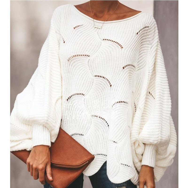 Fall/winter 2024 Europe and the United States plus size foreign trade Amazon explosions sweater women hollow hook flower loose sweater women