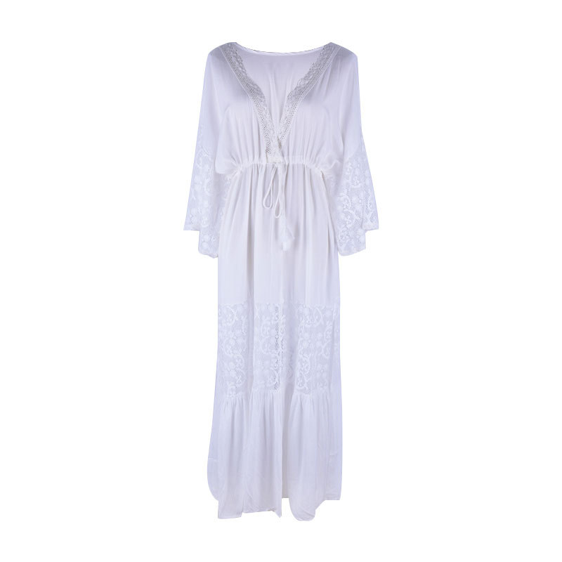 New style rayon lace beach blouse sunscreen bikini coat swimsuit loose holiday dress
