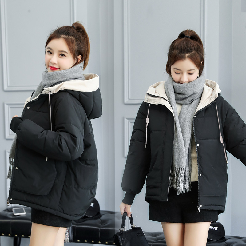 Hooded Short 2021 Winter New European and American Casual Down Cotton Coat Women's Foreign Trade Student Bread Coat Fashion