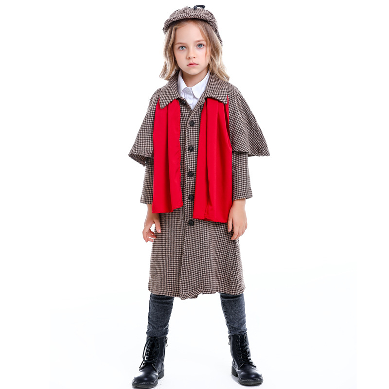 Halloween Parent-child Movie Figure Detective Sherlock Holmes Cosplay Unisex Children's Performance Clothes