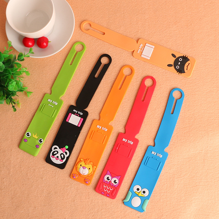 Factory wholesale cartoon PVC long luggage tag silicone boarding consignment travel listing soft rubber boarding pass