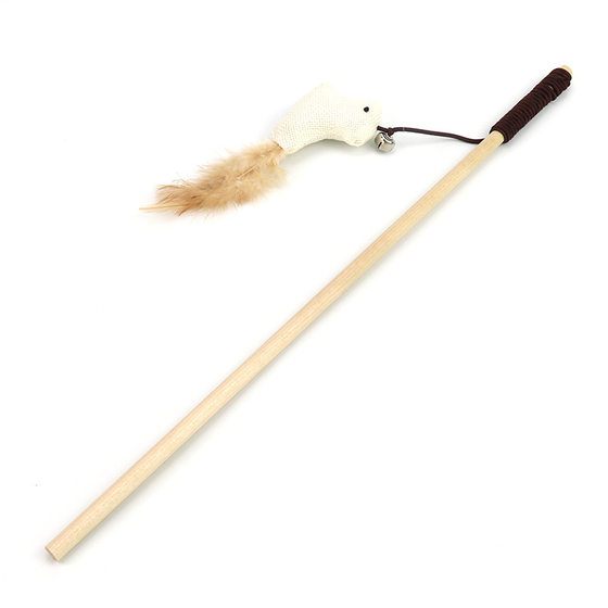 Manufacturer in stock pet cat toy funny cat stick cat love mouse type rubber band with Bell wooden stick funny cat stick