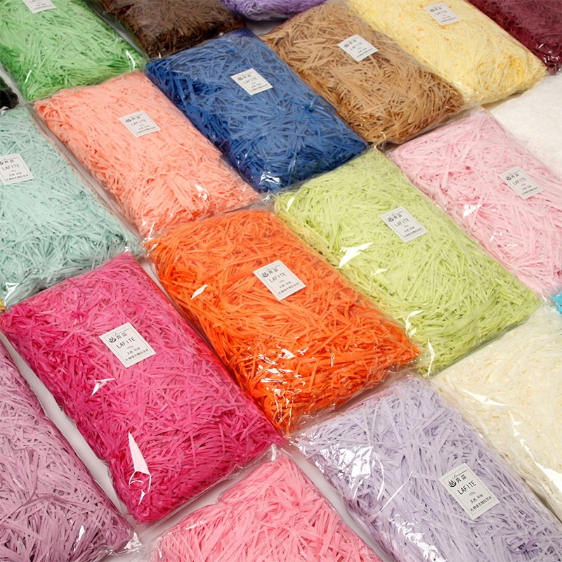 100g individually packaged raffia straw paper shredded candy box wedding accessories fruit wedding filler shredded paper shredded wholesale